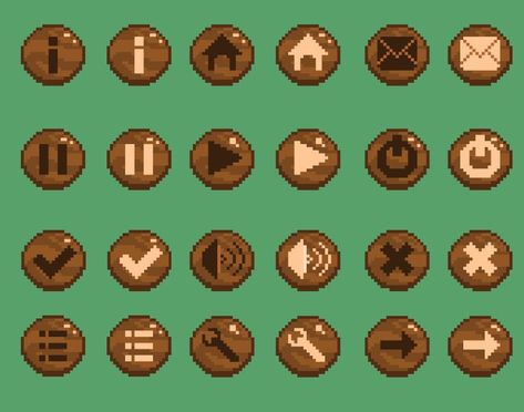 Pixel Art Game UI Buttons. #pixelart #UI #gameui How To Pixel Art, Ui Buttons, Game Making, Voxel Art, Pixel Game, Piskel Art, Pantone Colour Palettes, Final Boss, Pixel Art Tutorial