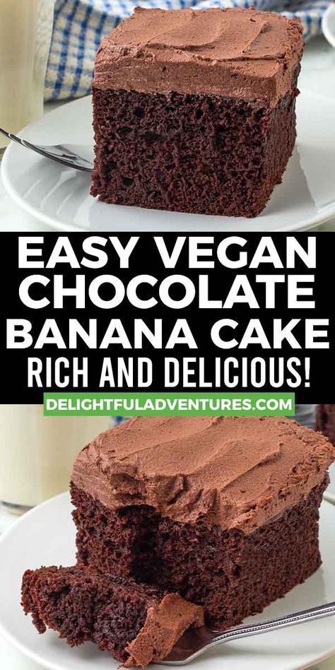 Banana Dessert Recipes Easy, Banana Cake Vegan, Vegan Banana Cake, Vegan Sweets Recipes, Gluten Free Banana Cake, Choc Cake, Chocolate Banana Cake, Creamy Frosting, Banana Dessert Recipes