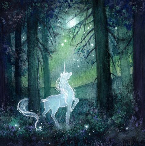 The Last Unicorn 8x8 Fine Art Print Magical Art, Gold Details, Hand Embellished, Fantasy Art - Etsy The Last Unicorn Painting, Unicorn Art Painting, The Last Unicorn Aesthetic, The Last Unicorn Tattoo, The Last Unicorn Art, Last Unicorn Art, Magical Horse Art, Unicorn Artwork, Unicorn Painting