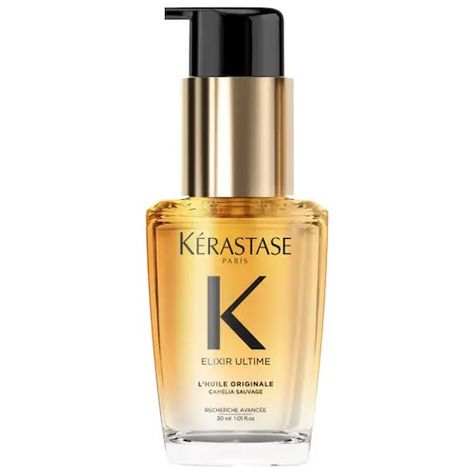 Mini Elixir Ultime Refillable Hydrating Hair Oil - Kérastase | Sephora Hydrating Hair Oil, Kerastase Elixir Ultime, Iconic Hair, Kerastase Hair, Camellia Oil, Marula Oil, Hydrate Hair, Dry Oil, Oil Treatments