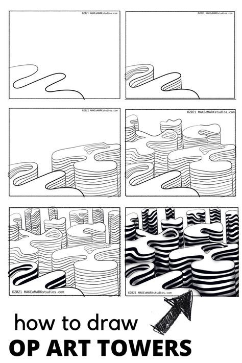 Illusion Art Step By Step, Middle School Optical Illusion Art, Op Art Step By Step Optical Illusions, 3d Art Step By Step, Step By Step Patterns Drawing, Zentangle Art Step By Step, Op Art Middle School, How To Draw Optical Illusions Step By Step, Optical Illusions Art Drawing Step By Step