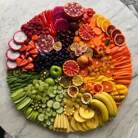 Sunshine Fruit Platter, Rainbow Platter, Rainbow Fruit Platter, Rainbow Fruit Platters, Crudite Platter, Table Presentation, Homemade Dips, Food Boards, Breakfast Platter