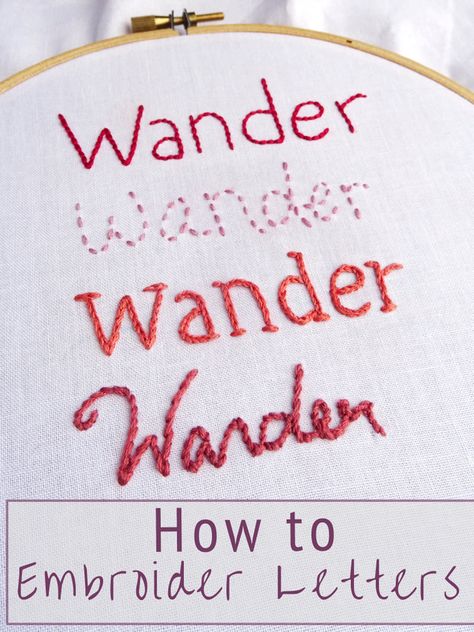 How to Embroider Letters by Hand How To Embroider Polka Dots, Hand Embroidery On Quilts, Diy Name Embroidery Sweatshirt, Embroider Initials Diy, Hand Monogram Embroidery Letters, Simple Letter Embroidery, How To Start Hand Embroidery, Backstitch Embroidery Designs, Hand Embroidery Items To Sell