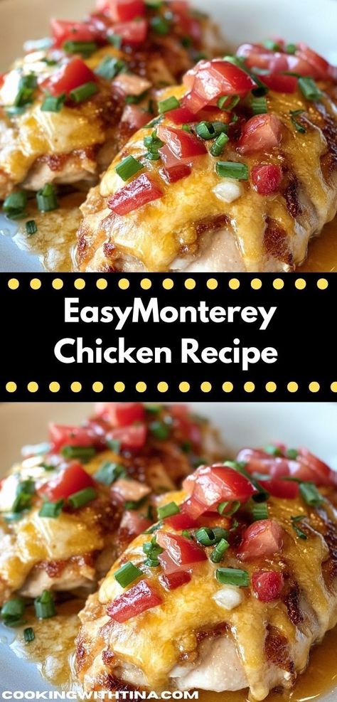 Need a quick meal that doesn't skimp on taste? Discover this Monterey Chicken Recipe, featuring juicy chicken topped with savory ingredients. It’s a delightful option for your next family dinner or casual get-together. Chicken Monterey Recipe, Chicken Monterey, Juicy Grilled Chicken, Monterey Chicken, Quick Chicken Recipes, Chicken Breast Seasoning, Quick Meal, Yummy Chicken Recipes, Chicken Recipes Casserole