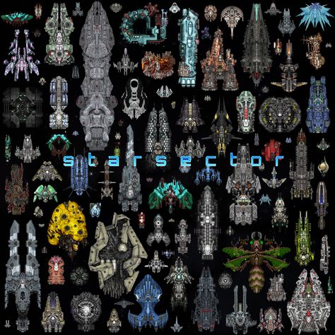 starsector tileset lots of topdown pixelart spaceships Starsector Ships, Shmup Ships, Topdown Pixelart, 2d Spaceship, Cartoon Spaceship, Sci Fi Ship, Space Ships Concept, Art Deco Artwork, Star Wars Spaceships