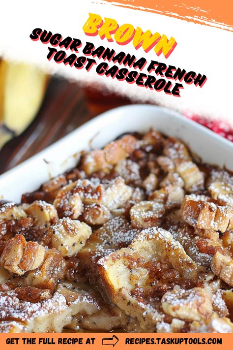 Indulge in a deliciously sweet and comforting breakfast with this Brown Sugar Banana French Toast Casserole. Perfectly baked to golden perfection, this recipe combines layers of soft brioche bread, ripe bananas, and a rich, caramel-like brown sugar topping. Ideal for feeding a crowd or prepping ahead for busy mornings, this casserole is both easy to make and irresistible. Discover the ultimate blend of flavors that will elevate your brunch game and leave everyone wanting seconds. Pin this recipe for a delightful treat that Crescent French Toast, Banana French Toast Casserole, Comforting Breakfast, French Toast Casserole Overnight, Banana French Toast, Toast Casserole, Caramelized Bananas, Brioche Bread, Vanilla Whipped Cream