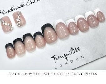 press on nails any shape length size bespoke nails. over 150 designs to choose from and more to come updated often. also we do custom design requests. White Press On Nails, Wedding Aesthetics, Luxury Press On Nails, Nails Black, Accent Nails, More To Come, Black Nails, London England, Press On Nails