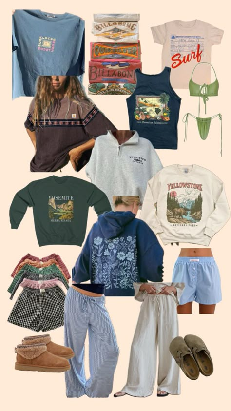 Outfit Ideas Coastal, Salted Gronala Outfits, Beach Granola Outfits, 90s Surfer Aesthetic Outfits, Southern California Aesthetic Outfits, Vintage Summer Aesthetic Outfits, Crunchy Granola Outfits, Salted Granola Outfits Winter, Different Outfit Styles List