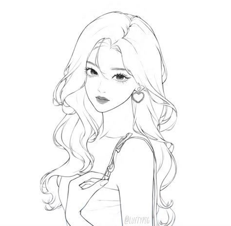 Uncolored Drawings, Korean Girl Drawing, Manga Coloring Book, Anime Lineart, Color Drawing Art, Girl Drawing Sketches, Animation Art Sketches, Color Drawing, 강아지 그림