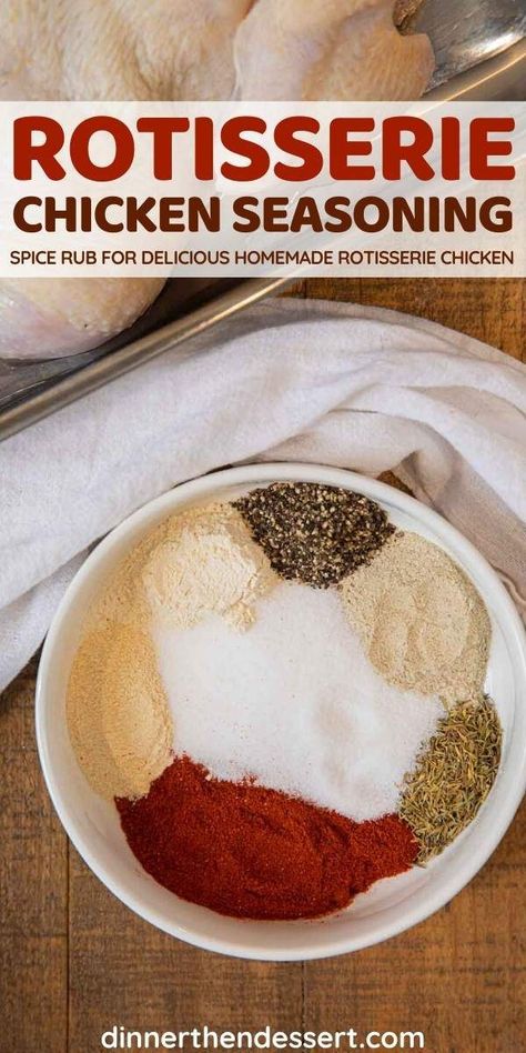 Seasoning Ideas For Chicken, Rotisserie Spice Blend, Good Chicken Seasoning, Rotisserie Chicken Marinade Recipes, How To Season Rotisserie Chicken, Rotisserie Chicken Rub Recipes, Rotisserie Chicken Seasoning Rub, Rotisary Chicken Recipes Rotisserie, How To Make A Rotisserie Chicken At Home