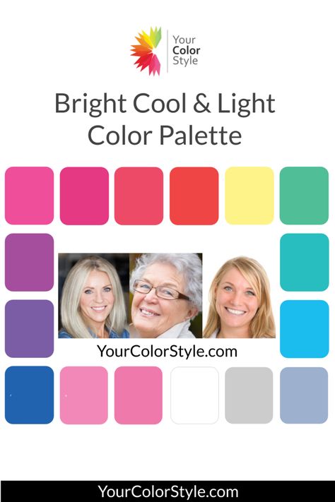 Bright Cool Light | Colorful U Bright Cool Medium, Light Spring Color Palette, Light Summer Color Palette, Your Color Style, Light Spring Colors, Bright Blue Eyes, Mode Tips, Spring Color Palette, Summer Color Palette