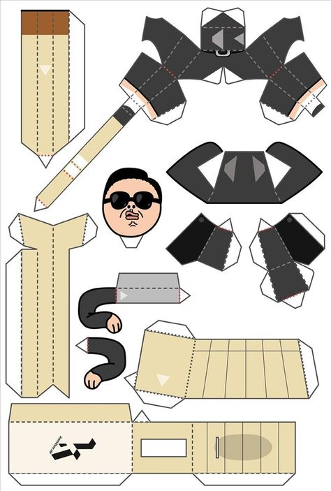 #psy Food Papercraft, Paper Machine, 3d Poster, Anime Paper, Paper Toys Template, Papercraft Templates, Gangnam Style, Paper Dolls Printable, Diy Presents