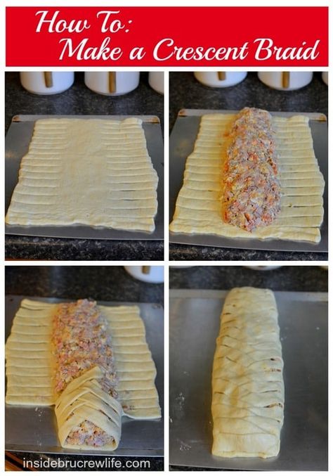 Bread Braid, Crescent Braid, Pillsbury Crescent Roll Recipes, Crescent Recipes, How To Braid, Braided Bread, Pampered Chef Recipes, Breakfast Bread, Crescent Roll Recipes