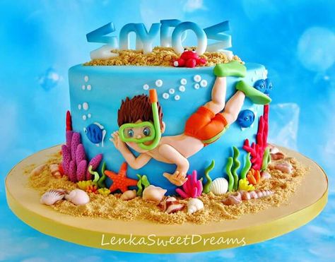 Swimming cake Diving Cake, Swimming Cake, Pool Party Cakes, Pool Cake, Ocean Cakes, Sea Cakes, Sea Diving, Beach Cakes, Summer Cakes