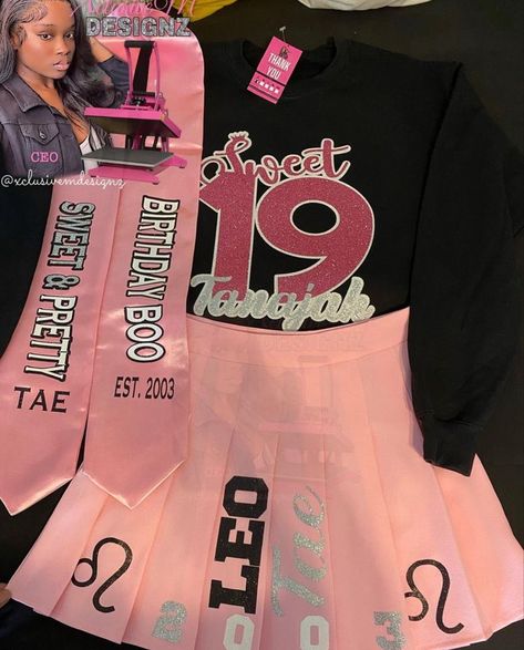 Sweater And Skirt Birthday Outfit, Sweet 16 Matching Outfits, Sweet 16 Clothes Outfits, Custom Birthday Shirts Baddie, 13 Year Birthday Outfits, Birthday 2023 Outfit, 13 Birthday Outfit Ideas Purple, Sweet 16 Outfit Ideas Party, Sweet 16 Skirt Outfits