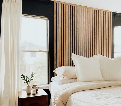 Upgrade Your Walls With This Trendy Multi-dimensional Look We're Seein – Homies Slat Wall Headboard, Vertical Slats Wall, Diy Slat Wall, Wall Headboard, Inviting Kitchen, Wood Slat Wall, Cabinet Paint, Slatted Headboard, Paint Kitchen