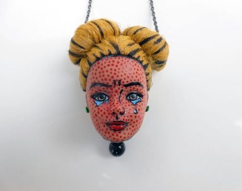 Recycled Toys, Weird Jewelry, Creepy Doll, Found Object Art, Doll Jewelry, Repurposed Jewelry, Barbie Diy, Doll Art, Creepy Dolls