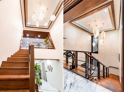 Stairs Ceiling Design, Luxurious Penthouse Interior, Stairs Railing Ideas, Staircase Ceiling, Penthouse Interior Design, Architecture Website, Wooden Staircase Design, Luxurious Penthouse, Gypsum Ceiling Design