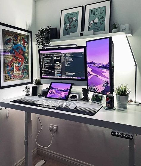 Desk setups | Tech | Gadget on Instagram: “Today's @thesetupaddict 👨‍💻 use #Thesetupaddict to be featured! Rate this setup!🔥👇1-10 📷 by @developeradam . . . #chillsetup…” Drawing Studio, Standing Desk Frame, Gaming Rooms, Joker Images, Computer Desk Setup, Computer Set, Tech Gadget, Desk Setups, Streaming Setup