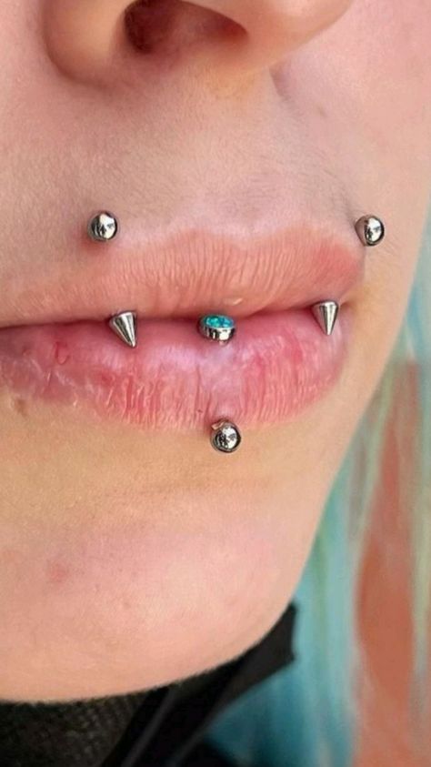 Angel Bites And Vertical Labret, Fang Percing, Vertical Angel Bites Piercing, Angel Fangs Piercing Lip, Reverse Angel Fangs, Angle Fangs Piercings, Angel Fang Piercing, Vertical Angel Bites, Verticle Labret Piercing