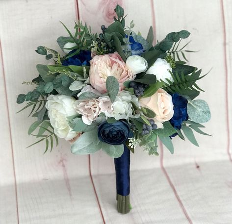 Navy Bridal Bouquet Sage & Navy Wedding Bouquet Navy Wedding - Etsy Australia Navy Bridesmaid Bouquet, Navy Bridal Bouquet, Navy Wedding Bouquet, Sage Blush, Navy Wedding Flowers, Bridal Bouquet Peonies, Silk Wedding Flowers, Blush Bouquet, Silk Bouquet