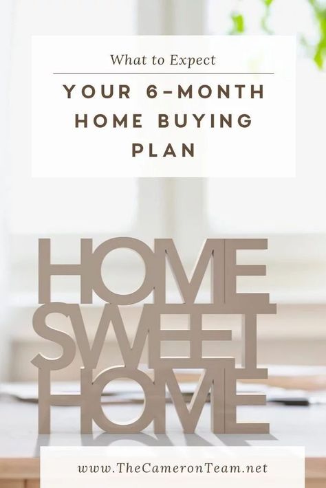 Your 6-Month Home Buying Plan | The Cameron Team | We’ve compiled a brief overview of what the average buyer should be doing 6 months to 1 month prior to purchasing a home, so you can create your own home buying plan. #buyingahome #realestate #homebuyer #home Buying Your First Home, Home Buying Tips, Mortgage Payment, First Time Home Buyers, Moving Company, Books Young Adult, Home Insurance, Credit Score, Community Board