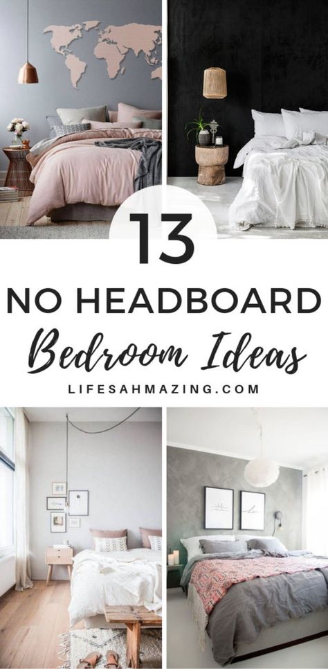 No Headboard Bedroom, Bedroom Ideas No Headboard, Bedroom No Headboard, No Headboard Ideas, Beds Without Headboards Ideas, Headboard Bedroom Ideas, Bed No Headboard, No Headboard, Bed Without Headboard