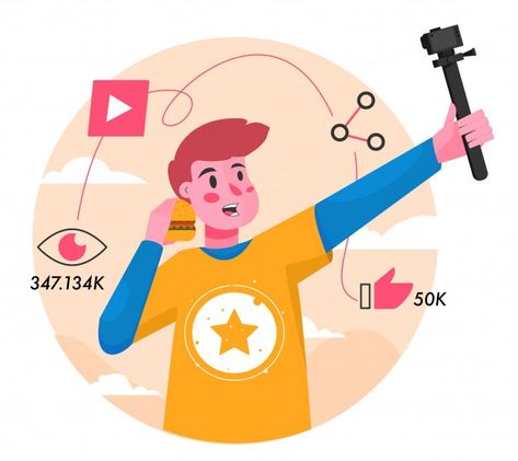 Youtuber vlog flat illustration Premium ... | Premium Vector #Freepik #vector #camera #video #online #content Camera Illustration, School Cartoon, Man Illustration, Vlogging Camera, Business Motivational Quotes, Camera Video, Flat Illustration, Book Illustration, Children’s Books