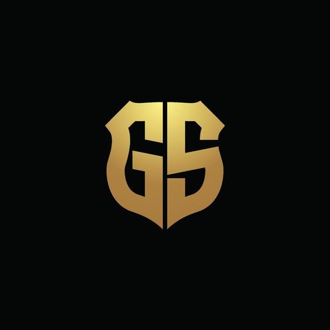 GS logo monogram with gold colors and shield shape design template Gs Logo Design, Logo Design Inspiration Art, Simple Background Design, Nc Logo, Street Logo, Gs Logo, Alphabet Letters Images, G Logo Design, Nike Logo Wallpapers