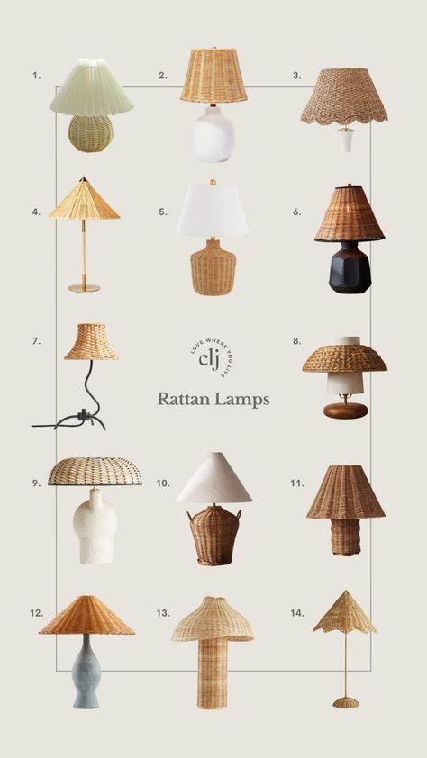 Wicker Lamps, Boho Table Lamp, Wicker Lamp, Wicker Lamp Shade, Linen Lamp Shades, Cottage Lighting, Rattan Shades, Mini Table Lamps, Chris Loves Julia