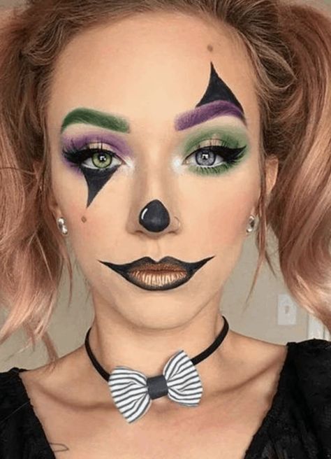 Easy Halloween Makeup, Halloween Makeup Clown, Halloweenský Makeup, Halloween Make-up Looks, Cute Halloween Makeup, Halloween Makeup Ideas, Cool Halloween Makeup, Makeup Simple, Halloween Eye Makeup