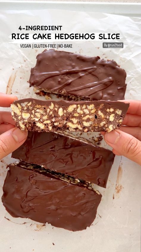 Vegan Recipes | Michelle 🌱 (@run2food) posted on Instagram • Jun 7, 2022 at 6:43am UTC Corn Thins, Hedgehog Slice, Rice Cakes Toppings, Gastric Surgery, Rice Cake Snacks, Chocolate Rice Cakes, Rice Cake Recipes, Chocolate Slice, Protein Bars Homemade