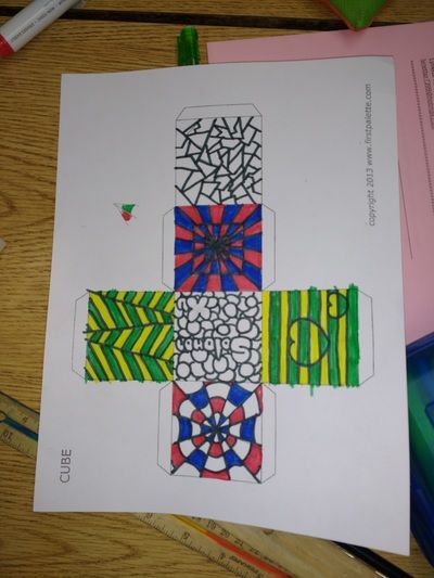 Op Art Cubes - Art P.R.E.P. Cube Artwork, Op Art Lessons, Group Art Projects, Art Cube, Art Education Lessons, 8th Grade Art, 6th Grade Art, Art Optical, Cube Pattern