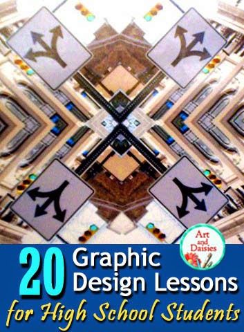 Art and Daisies: 20 Graphic Design Art Lessons for High School Students Digital Design Projects, Graphic Design Assignments, Art For High School Students, High School Graphic Design Projects, Art Lessons For High School, Adobe Illustrator Projects High School, Graphic Design Lessons High School, Typography Lessons High School, Typography Lessons Middle School