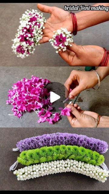 Natural Flower Decoration, Flower Garland For Ganpati, How To Make A Garland With Flowers, Fake Flower Garland Diy, Flower Maalai For Wedding, Natural Hair With Flowers, Veni Making Flower, Diy For Wedding Decoration, Festive Decoration Ideas