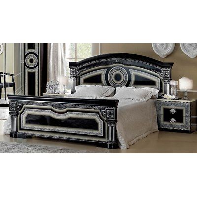 Silver Bedroom Furniture, Black And Silver Bedroom, Black Bedroom Sets, Silver Bedding, King Size Bedroom Sets, Silver Bedroom, Italian Bedroom, King Sized Bedroom, Black Bedroom Furniture