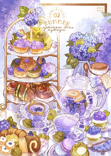 Charm Ideas, Dessert Illustration, 귀여운 음식 그림, 동화 삽화, Foodie Art, Food Artwork, Food Illustration Art, Hydrangea Not Blooming, Cute Food Drawings