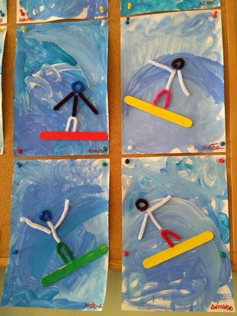 Olympic Crafts, Classe D'art, Winter Art Projects, Winter Preschool, Ocean Crafts, Winter Crafts For Kids, Elementary Art Projects, Kindergarten Art, Camping Art