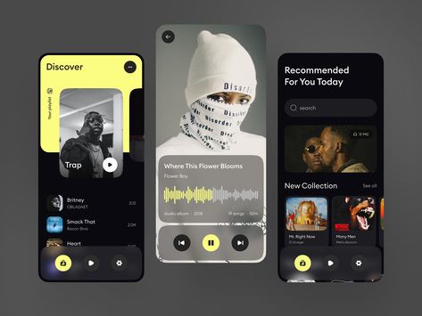 Music App UI by Ronas IT | UI/UX Team on Dribbble Music Ui Design, Music App Ui Design, Music Ui, Music App Design, Web Design Ux Ui, Card Ui, Design Boards, Music Web, Ui Design Website