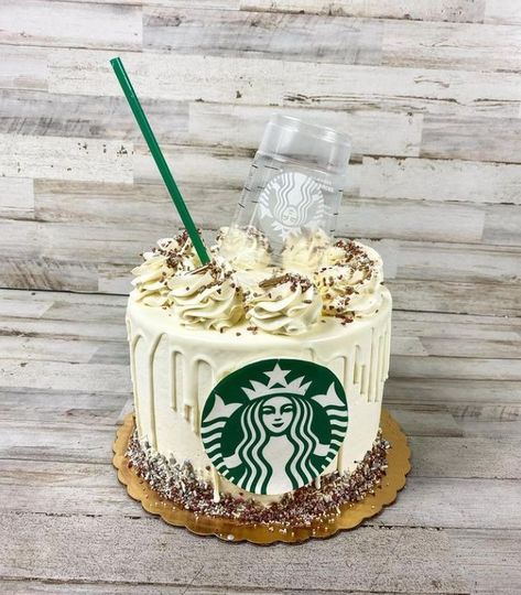 Satisfy your sweet tooth with this brew-tiful Starbucks cake! Try it with our Salted Caramel Mocha flavor to pair with your morning coffee. Feel free to check out more of our custom designs on our instagram: https://www.instagram.com/poshcakesbakery/ Starbucks Cakes Birthday, Starbucks Cake Ideas, Cake Coffee Design, Starbucks Cake Design, Starbucks Themed Cake, Coffee Birthday Party, Starbucks Coffee Cake, Starbucks Birthday Cake, Sleepover Cake