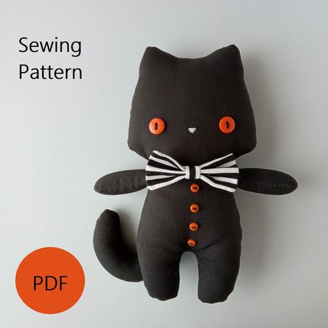 sewing toys patterns Cat Doll Pattern, Halloween Sewing Patterns, Cat Sewing Pattern, Cat Sewing, Halloween Sewing Projects, Colorful Hairstyles, Stuffed Cat, Halloween Sewing, Make Halloween