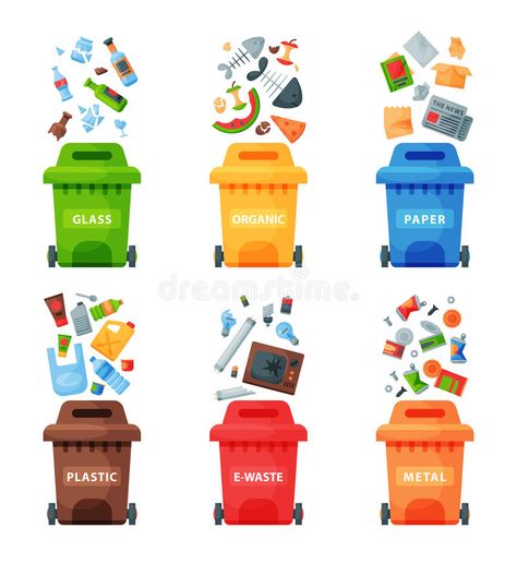 Waste management concept segregation separation garbage cans sorting recycling d , #SPONSORED, #cans, #garbage, #recycling, #sorting, #separation #ad Trash Segregation, Bin Illustration, Lazy Kids, Recycle Project, Science Art Projects, Cleaning Service Flyer, Say No To Plastic, Earth Environment, Garbage Collection