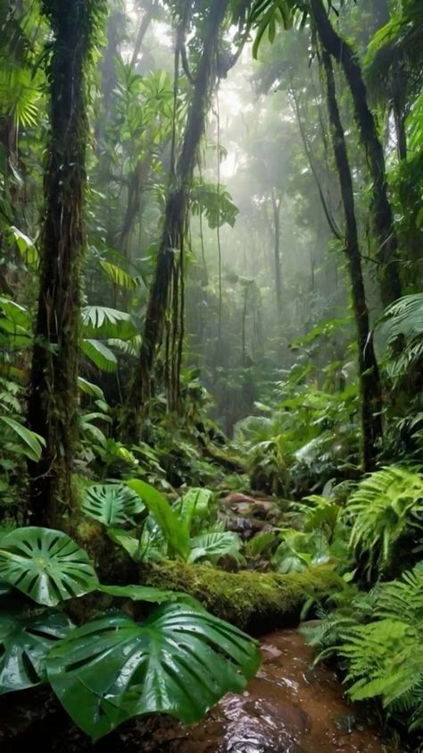 Tropical Rainforest Landscape, Amazon Rain Forest Aesthetic, Tropical Rainforest Aesthetic, Rain Forest Background, Rain Forest Aesthetic, Jungle Reference, Rainforest Aesthetic, Wet Forest, Beautiful Rainforest