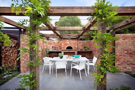 Backyard Structures, Pergola Diy, Oven Design, Pergola Swing, Building A Pergola, Pergola Attached To House, Pergola Design, Garden Vines, Wooden Pergola