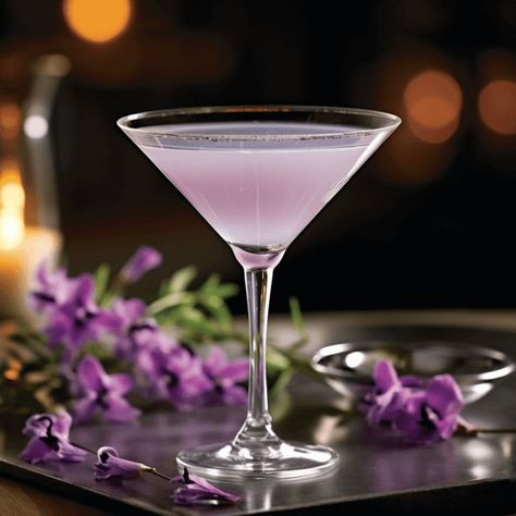 Lavender Gin Martini, Lavender Syrup Cocktails, Pretty Beverages, Drinks Alcohol Recipes Easy, Drink Mixers, Lavender Martini, Martini Recipes Vodka, Gin Martini, Tanqueray Gin