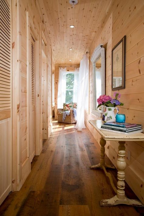 rustic home decor ideas hallway wood floor shiplap wall ideas ceiling design ideas Shiplap Wall Ideas, Knotty Pine Walls, Shiplap Kitchen, Rustic Hallway, Hallway Walls, Small Bedroom Remodel, Shiplap Wall, Pine Walls, Creative Interior Design