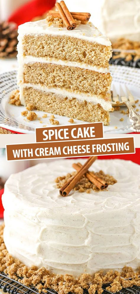 Fluffy Spice Cake, Spice Cake Cupcakes With Cream Cheese Frosting, Layered Spice Cake Recipes, Spice Cake Frosting Ideas, Spice Cake From White Cake, Cinnamon Spice Cake Recipes, All Spice Cake Recipe, Spice Cake Cream Cheese Frosting, Spice Cake Decoration