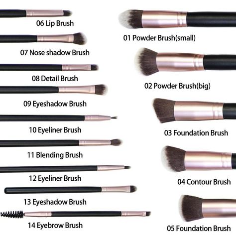 Makeup Brushes And Their Uses, Brushes And Their Uses, Foundation Blending Brush, Makeup Brushes Guide, Pretty Braided Hairstyles, Eye Concealer, Makeup For Beginners, Different Kinds, Face Powder