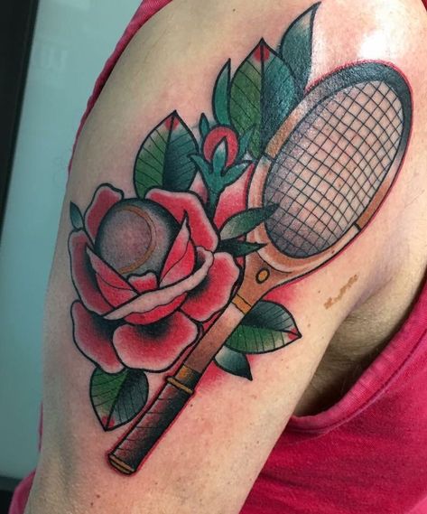 Sports Tattoos For Men, Tennis Tattoo, Awesome Tattoo Designs, Sport Tattoos, Football Box, Awesome Tattoo, Old School Tattoo Designs, Old School Tattoo, Sports Tattoos