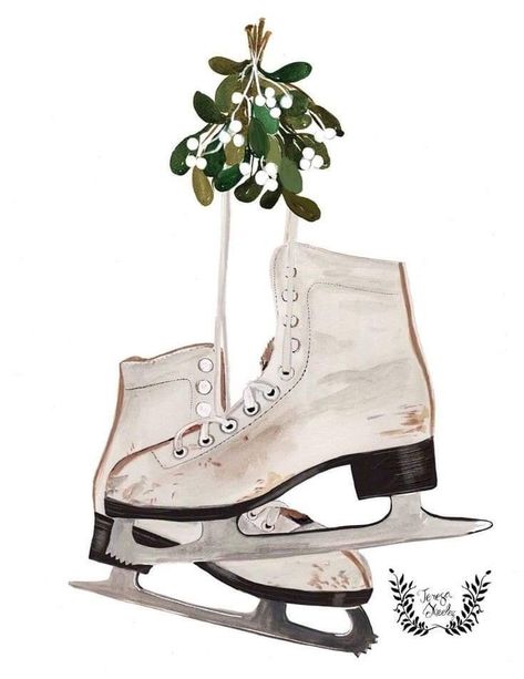 Ice Skating Images, Winter Watercolors, Ice Skate Drawing, Spring Windows, Mom Painting, Roger Wilkerson, Vintage Ice Skating, Panda Images, Christmas Ice Skates